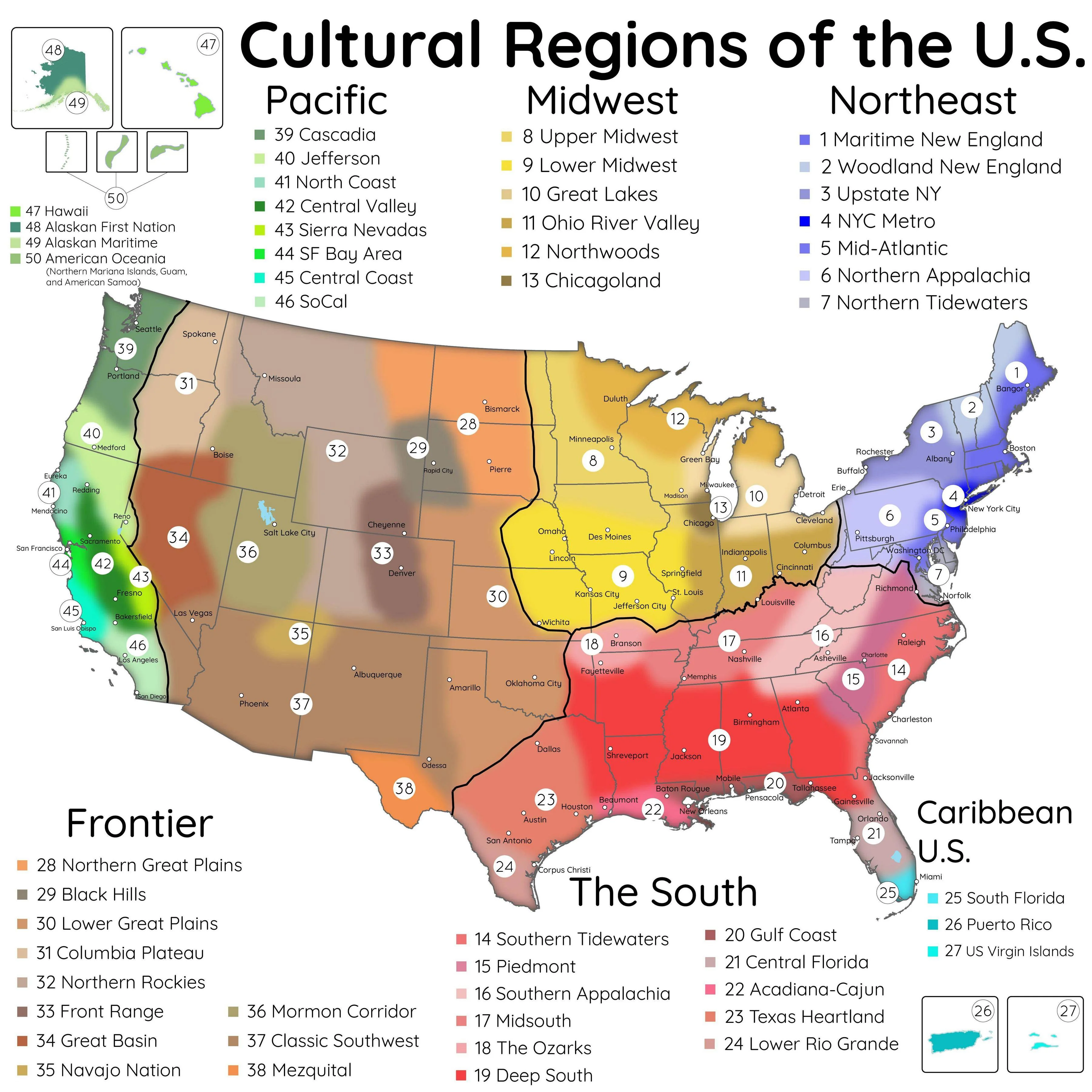 US Cultural Regions Map